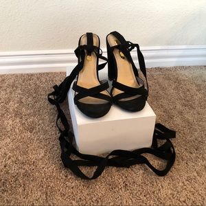 Black Strap Up Shoes